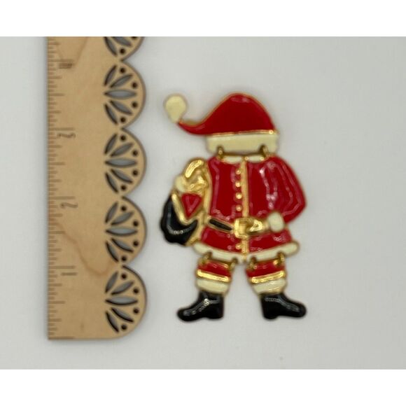 Vintage Don-Lin Signed Reticulated Santa Christmas Brooch Pin Large - Picture 4 of 4